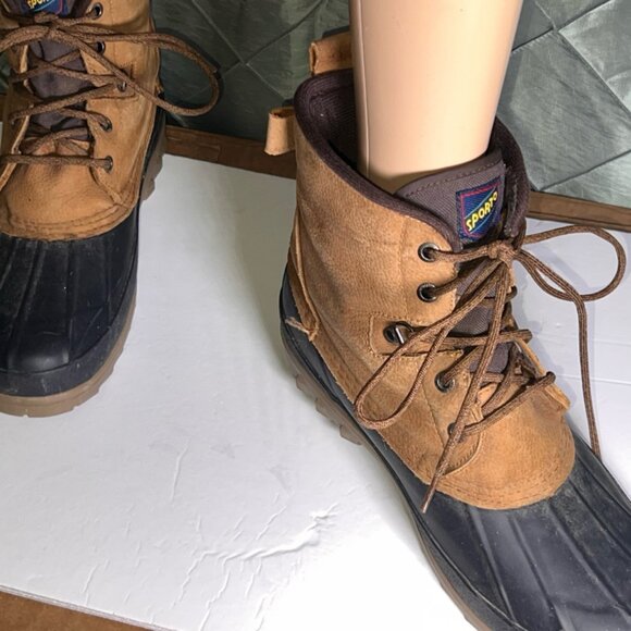 Women's Original Sporto Navy/ Leather Thermolite Insulated Duck Boots Sz 11 GS5 - Picture 4 of 8